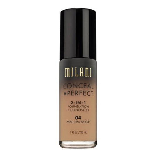 Milani, Conceal + Perfect, Liquid Foundation & Concealer 2-In-1, 04, Medium Beige, 30 ml