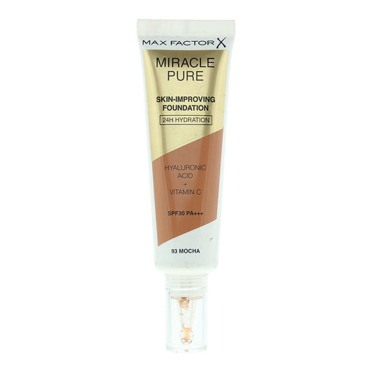 Max Factor, Miracle Pure, Liquid Foundation & Serum 2-In-1, Mocha, 93, SPF30, 30 ml