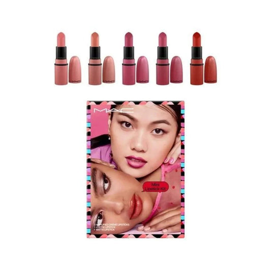 Mini Lipstick Kit Set MAC: Amplified, Matte, Cream Lipstick, You Can't Chili With Us, 1.8 g *Miniature + Amplified, Matte, Cream Lipstick, Double Date, 1.8 g *Miniature + Amplified, Matte, Cream Lipstick, Velvet Teddy, 1.8 g *Miniature + Amplified,…