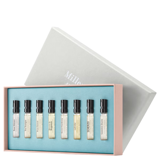 Discovery Set Miller Harris: Scherzo, Eau De Parfum, Unisex, 2 ml *Vial + Rose Silence, Eau De Parfum, For Women, 2 ml *Vial + Coeur De Jardin, Eau De Parfum, For Women, 2 ml *Vial + Tea Tonique, Eau De Parfum, Unisex, 2 ml *Vial + Peau Santal, Eau De…