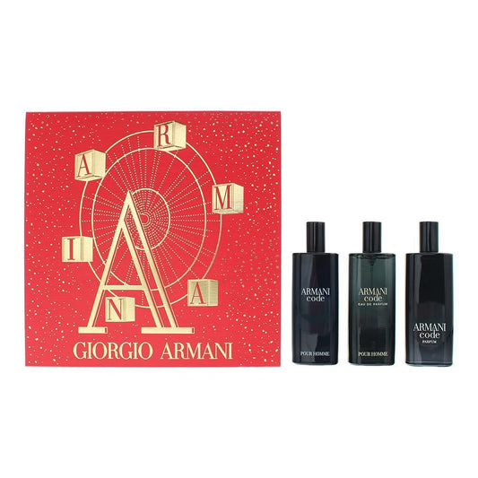 Set Giorgio Armani: Code, Parfum, For Men, Refillable, 15 ml + Code, Eau De Toilette, For Men, 15 ml + Code, Eau De Parfum, For Men, 15 ml